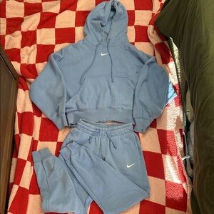 Nike Light Blue Hooded Sweatshirt & Joggers Set